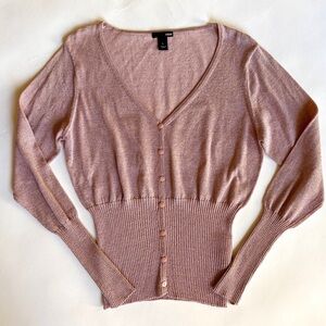 Pink Sparkly Button-Up Sweater
